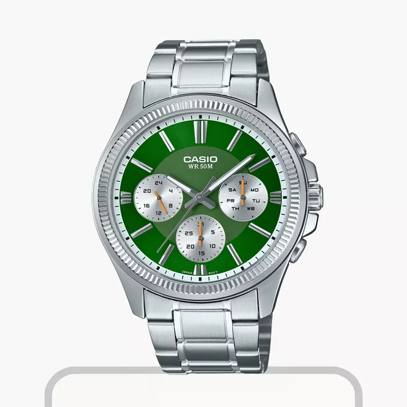 Casio Analogue Enticer Green Dial Casual Men's Watch- MTP-1375D-3AV